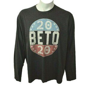 Port & Co Mens XL  Beto 2020 Political Campaign Gray Long Sleeve Tee